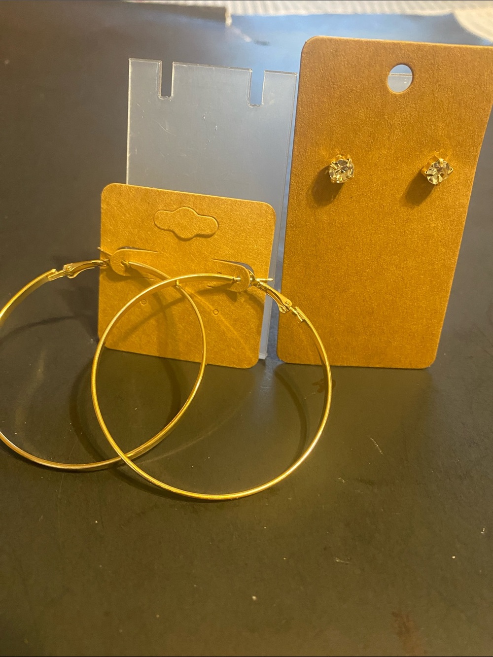 Fashion Jewelry Gold Hoop Earrings with Crystal Studs